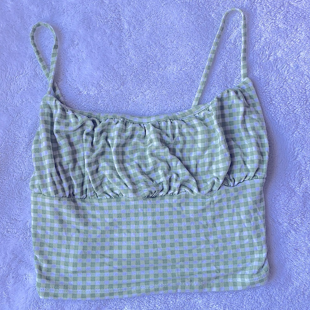 pac sun light green checkered cropped tank